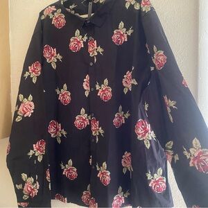 ASOS MEN Floral Black dress shirt NWT